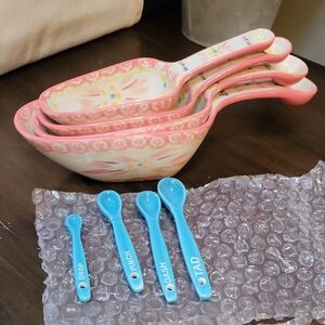 Floral Pink and Blue Measuring Spoon Set